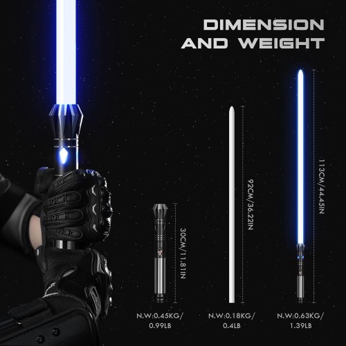 Upgrade RGB3.0 Dueling Light Saber, Motion Control Smooth Swing Light Sabers, 16 Sound Fonts Light Saber with 16 RGB Infinite Color Changing, Rechargeable Metal Hilt for Adults Gift