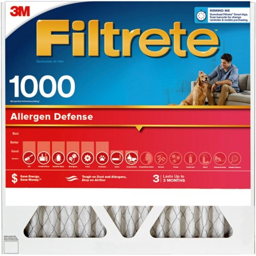 Filtrete 20x20x1 AC Furnace Air Filter, MERV 11, MPR 1000, Micro Allergen Defense, 3-Month Pleated 1-Inch Electrostatic Air Cleaning Filter, 4 Pack (Actual Size 19.69x19.69x0.81 in)