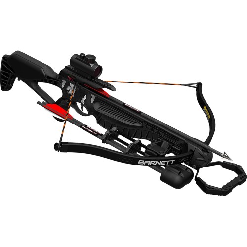 BARNETT Blackcat Recurve Crossbow Hunting Package, with Red Dot Sight, 2 Arrows, Lightweight Quiver, Shoots 260 Feet Per Second, Black Strike