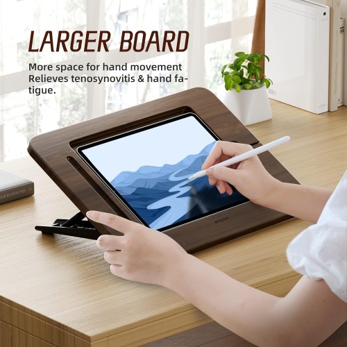 AFOOYO Bamboo iPad Drawing Stand Tablet Stand - Portable & Adjustable 5 Angles for Laptop, Laptop Stand Riser,Book Reading Stand,Compatible with 12.9 inch iPad Pro-3rd - 6th Gen(Walnut Varnish)