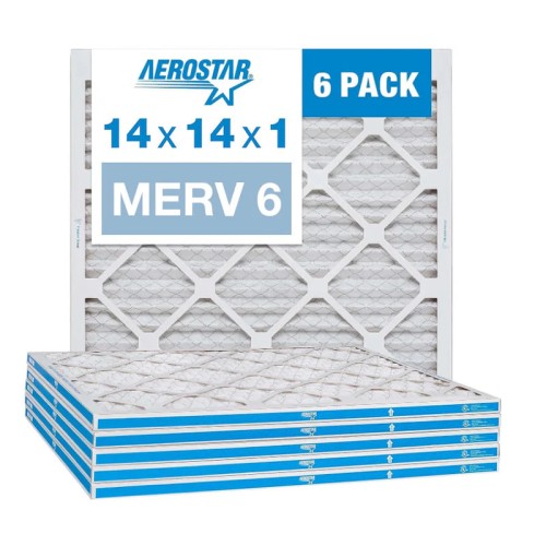 Aerostar 14x14x1 MERV 13 Pleated Air Filter AC Furnace Air Filter 6 Pack