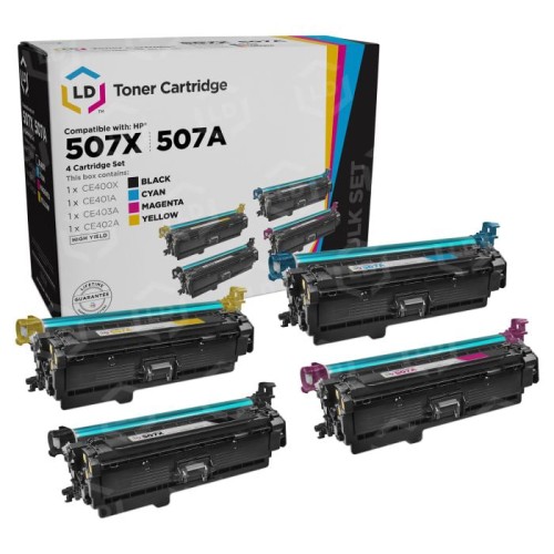 vLD Remanufactured Replacement for HP 507X (Black, Cyan, Magenta, Yellow) Laser Toner Cartridge Set of 4