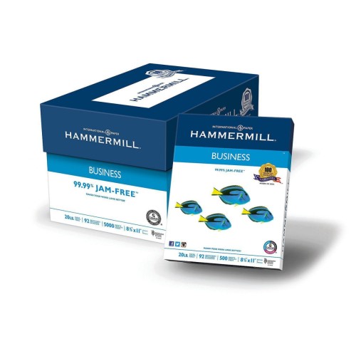 (4000 SHEETS) HAMMERMILL BUSINESS COPY PAPER, 20 LB, 92 BRIGHT 8 1/2" x 11"/USA