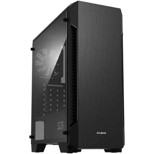 Zalman - S3 - ATX Mid-Tower PC Case - Full Acrylic Side Panel - 3x Case Fan 120mm Pre-Installed, Black