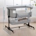 Ihoming Baby Bassinet Bedside Sleeper, 3 in 1 Convertible Design, lnfant Bed & Bed Side Sleeper & Cradle Bassinets, Co Sleeper Bedside Crib Attaches to Bed, Light Grey