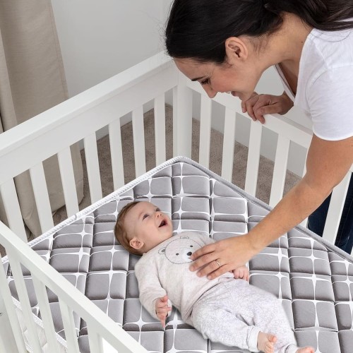 Memory Foam Mattress - 52" x 27.6" x 5" - Firm - Premium Foam Baby Mattress for Crib and Toddler Bed - Noble Grey - 5in H, 0-5yrs, HG-03