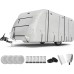 Travel Trailer RV Cover 24'-27' Water-Resistant Anti-UV Camper Cover for Winter Snow with Jack Cover 4 Tire Covers and Gutter Covers