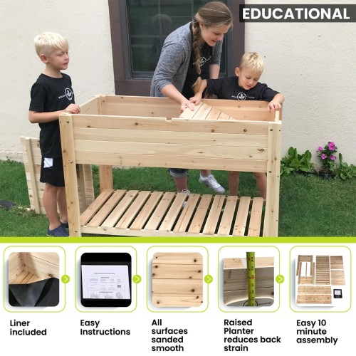 BGLPK84 - Cedar Patio Planter with Legs and Shelf - Large - 48" (L) x 24” (W) x 33” (H)