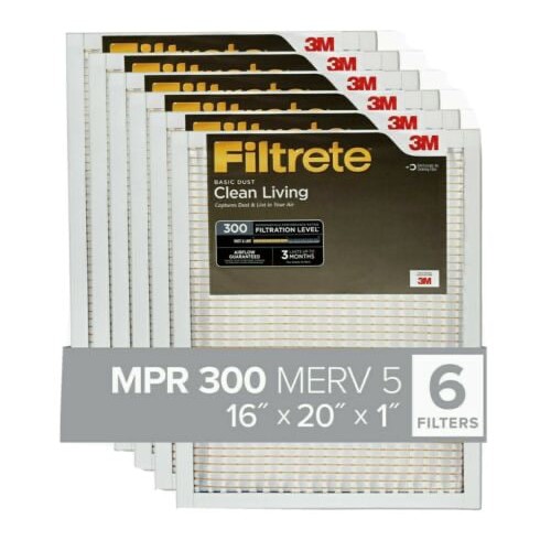 Filtrete 16x20x1, AC Furnace Air Filter, MPR 300, Clean Living Basic Dust