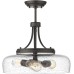 EAPUDUN Farmhouse Semi Flush Mount Ceiling Light Fixture, 3-Light Industrial Pendant Light in Oil Rubbed Bronze Finish with Clear Seeded Glass Shade, SMA1126-ORB