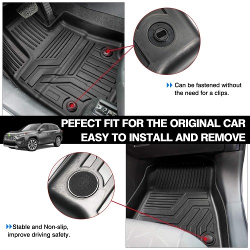 Powerty Compatible with Toyota RAV4 Floor Mats 2 Row Liner Set All Models TPE 3D Floor Liners All-Weather Custom for Toyota Rav4 2024 2023 2022 2021 2020 2019 Accessories