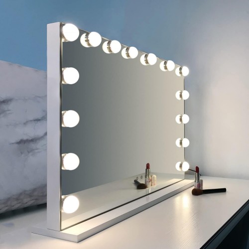 Vanity Mirror with Lights Large Makeup Mirror Lighted Hollywood Makeup Vanity Mirror Tabletop or Wall-Mounted Mirror with Dimmable LED Bulbs and USB Port for Bedroom & Dressing Room