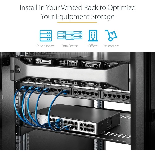 StarTech StarTech.com 2U 16in Universal Fixed Vented Rack Mount Cantilever Shelf CABSHELFV