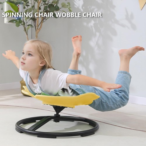 Kids Swivel Chair, Sensory Toy Chair for Kids, Spinning Chair Wobble Chair Kids Balance Toys & Games Balance Physical Therapy Equipment, Kids Indoor Outdoor Play Equipment (Yellow)