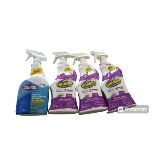 OdoBan Ready-to-Use Odor Eliminator and Laundry Refresher, 32oz Spray, 3-Pack, Lavender Scent + CloroxPro™ Anywhere Daily Disinfectant and Sanitizer - For Nonporous Surface - 32 fl oz