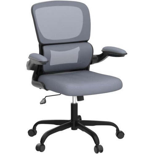 Office Chair, Ergonomic Desk Chair with Lumbar Support and Adjustable Armrests, Comfy Desk Chair Breathable Mesh Mid Back Computer Chair, Reclining Office Chair for Home Office - Darkgray