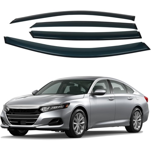 4PCS Rain Guards Window Visors Wind Deflector Fits for Honda Accord 2018-2022 4-Door Sedan 10th Gen LX EX-L Sport Touring, Front & Rear Outside Mount Vent Shade