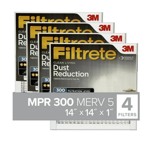 Filtrete 14x14x1 Air Filter MPR 300 MERV 5 Dust Reduction 4 Filters