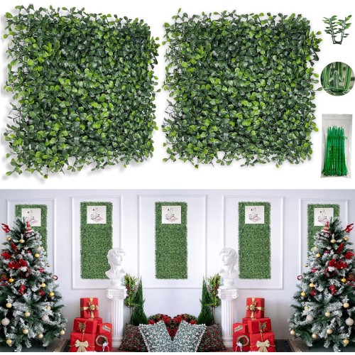 Bybeton Artificial Boxwood Grass Wall Panels - 10"x 10"(10Pcs) Faux Green Wall Panels for Interior Wall - Backdrop Wall - Garden Wall - Indoor Outdoor Wall Plants Decor