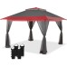 CROWN SHADES 13X13 Outdoor Pop Up Gazebo Base 10X10 Patio Gazebos Patented Center Lock Quick Setup Newly Designed Storage Bag Instant Canopy Tent with Mosquito Nettings (13x13, Red & Grey)