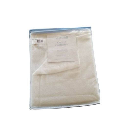 Nestwell Cotton Cashmere Soft Cozy Comfort Twin/Throw Blanket 60x90, Ivory