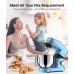 Facelle Electric Stand Mixer, 660W 6 Speed Kitchen Mixer with Pulse Button, Attachments include 6.5 QT Bowl, Dishwasher Safe Beater, Dough Hook, Whisk & Splash Guard for Dough, Baking, Cookie (Blue)