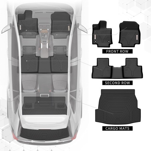 YITAMOTOR Custom Fit for 3 Row Floor Mats Compatible for 2018-2024 Ford Expedition/Expedition Max with 2nd Row Bench Seat, Front 1st & 2nd 3rd Seat Black Floor Liner Set