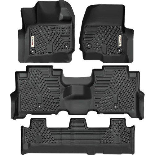 YITAMOTOR Custom Fit for 3 Row Floor Mats Compatible for 2018-2024 Ford Expedition/Expedition Max with 2nd Row Bench Seat, Front 1st & 2nd 3rd Seat Black Floor Liner Set