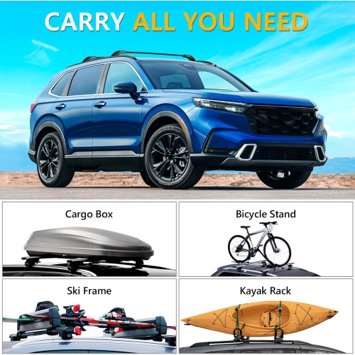 220lbs Roof Rack Cross Bars Fit for Honda CRV CR-V 2023 2024, 100% Made of Metal Aluminum Heavy Duty Crossbar Roof Rail Rooftop Snowboard Skiboard Canoe Kayak Bike Cargo Luggage Racks Carrier