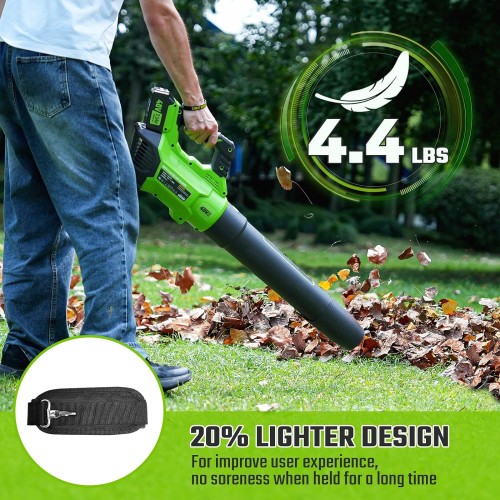 SEYVUM 40V Leaf Blower Cordless - 600CFM 165MPH, Electric Leaf Blower with Upgrade 40V 2.5Ah Battery & Charger, Leaf Blower for Lawn Care with Shoulder Strap - 3 Speed Mode for Leaf/Dust/Snow Blowing