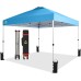 Crown Shades 10x10 Pop up Canopy Tent, Patented One Push Pop Up Tent with Wheeled Carry Bag, Bonus 8 Stakes and 4 Ropes, Sky Blue