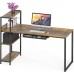 SHW 46-Inch Mission Desk with Side Shelf, 24" Deep, Rustic Brown