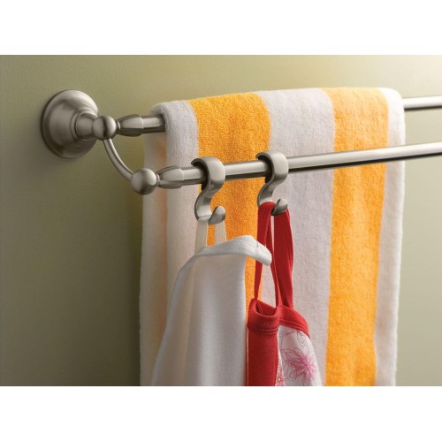 Moen Sage Collection Spot Resist Brushed Nickel 24-Inch Double-Towel Bar, Wall Mounted Bath Towel Hanger with Two Rods, DN6822BN