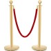 Stanchions Crowd Control Barriers Golden Stanchion with 4.8 Foot Red Velvet Rope Line Dividers for Party, Museums, Wedding 2PCS