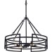 TOCHIC Black Chandelier, 4 Lights Modern Drum Chandelier, Foyer Chandeliers Entryway High Ceiling, Contemporary Round Pendant Light Fixture for Dining Room, Living Room, Kitchen