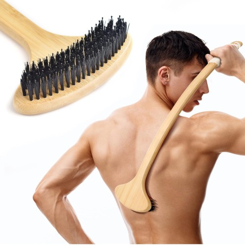 Wooden Back Scratcher, Oversized Body Scratcher with 22” Curved Long Handle and 2 in 1 Wide Scratching/Massaging Head, for Itch Relief, Body Brush backscratchers for Adults Men Women