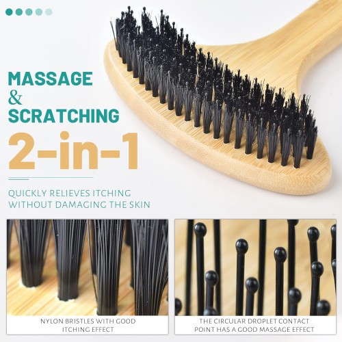 Wooden Back Scratcher, Oversized Body Scratcher with 22” Curved Long Handle and 2 in 1 Wide Scratching/Massaging Head, for Itch Relief, Body Brush backscratchers for Adults Men Women