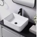 Rectangular Vessel Sink, 16"X12" White Bathroom Sink, Ceramic Vessel Sinks For Bathrooms, Rectangle Farmhouse Small Above Countertop Bathroom Vessel Sink