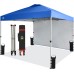 CROWN SHADES 10x10 Pop up Canopy Instant Commercial Canopy with 1 Removable Sidewall,4 Ropes & 8 Stakes & 4 Weight Bags,STO'N and Go Bag, Blue