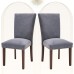 COLAMY Upholstered Parsons Dining Chairs Set of 2, Fabric Dining Room Kitchen Side Chair with Nailhead Trim and Wood Legs - Dark Grey