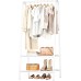 JOISCOPE Portable Metal Garment Rack, Sturdy Clothing Rack with Double Layer Shelf for Storing Clothes, Shoes, Suitable for Bedroom, Office, Living Room, 24.4 * 13.8 * 62Inches, White