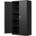 Greenvelly Steel SnapIt Storage Cabinet 72" Locking Metal Garage Storage Cabinet with 4 Adjustable Shelves, 2 Doors and Lock for File, Office, Garage, Home (Black)