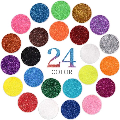 Extra Fine Glitter Powder for Craft, 24 Colors Holographic Cosmetic Laser Glitter for Nail Body Eye Hair Face Lip Gloss, Iridescent Glitter Powder for Tumbler and Makeup 