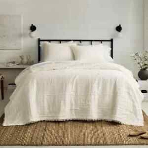 Bee & Willow Fringe Edge 3-Piece Full/Queen Quilt Set in Coconut Milk