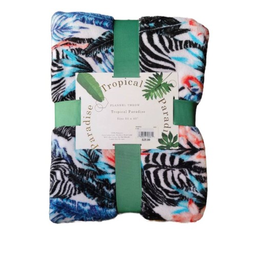 Tropical Paradise Foliage - Zebras Throw Blanket 50"x 60"