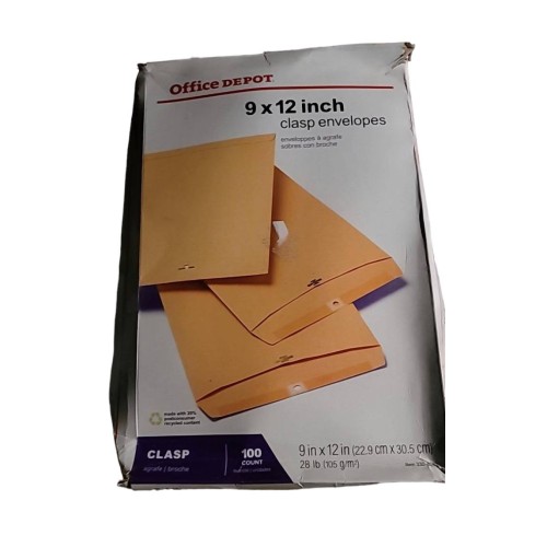 Office Depot Brand Clasp Envelopes 9 X 12 Brown Box Of 100