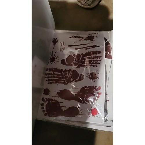 Halloween self-adhesive stickers background stand red blood traces bloody handprints stickers decorations 30*45cm