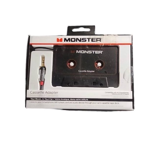  Monster Aux Cord Cassette Adapter 800 iCarPlay for Car Tape Deck, Auxiliary NEW