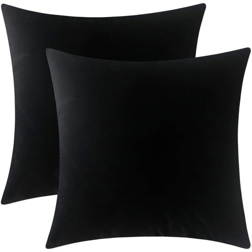  ESSENCEA Velvet Cushion Covers (Black) 2 Units 18*18 inch 