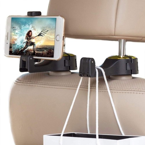 Multifunctional Mobile Phone Bracket Hook for Car Creative Rear Headrest Hook Car Lock Type Phone Holder Auto Decor Accessories